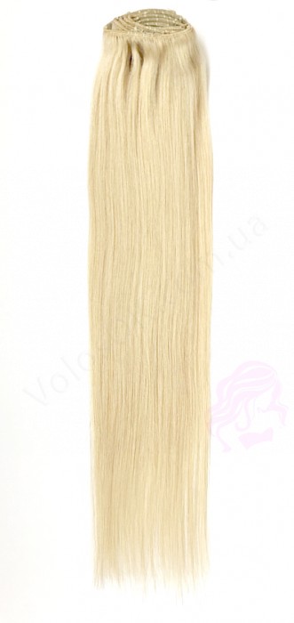 Натуральне волосся на заколках 50 см, 8 пасм, світлий блонд (№613) Натуральне волосся на заколках 50 см, 8 пасм, світлий блонд (№613)