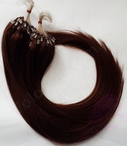 Волосся для холодного нарощування на мікрокільцях, 50 см, 200 пасм, коричневе (№04)