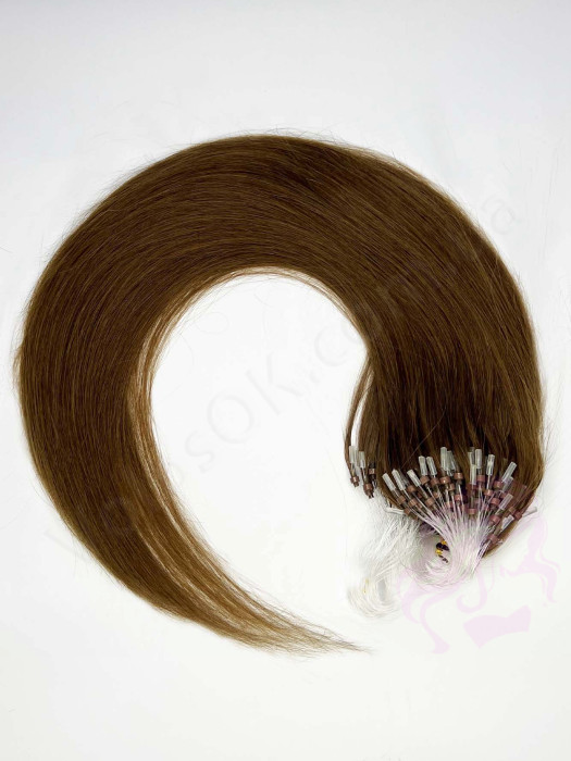 Волосся для холодного нарощування на мікрокільцях, 50 см, 200 пасм, коричневе (№04)